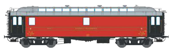 REE Modeles VB-261 - French NORD Railroad Postal Van OCEM 16 m Era II PAyi dark red, light grey roo, bogie Y2, N° 44904 